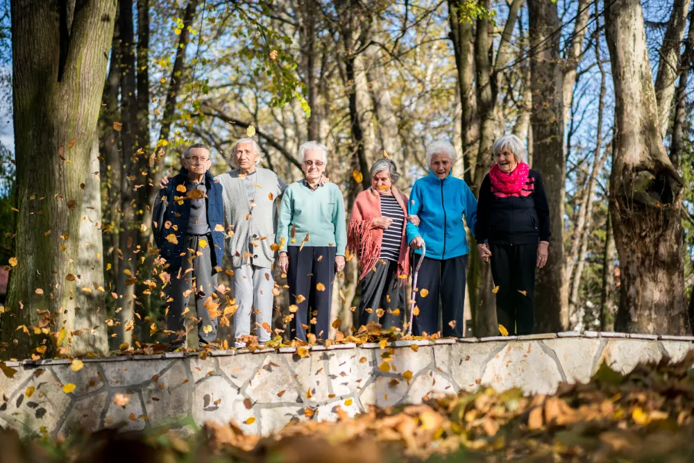 Spazierengehen in einer Seniorengruppe